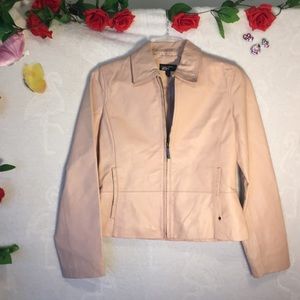 "Black Rivet" genuine leather women jacket pink S